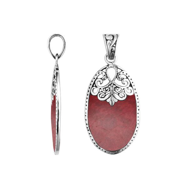 AP-1130-CR Sterling Silver Pendant With Coral Jewelry Bali Designs Inc 