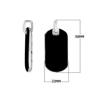 Wholesale sterling silver rectangular pendant with genuine black onyx inlay and chevron engraved design, handcrafted Bali jewelry for bulk orders.