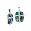 Wholesale sterling silver cross pendant with genuine abalone shell inlay, handcrafted Bali artisan jewelry for bulk buyers.
