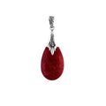Sterling silver pendant with red coral teardrop, handcrafted Bali artisan jewelry.