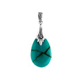 Sterling silver teardrop pendant with turquoise shell, handcrafted Bali wholesale jewelry.