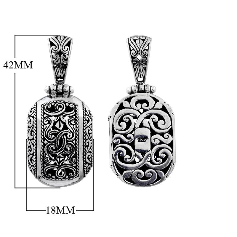 AP-6006-S Sterling Silver Fancy Design Pendant With Plain Silver Jewelry Bali Designs Inc 