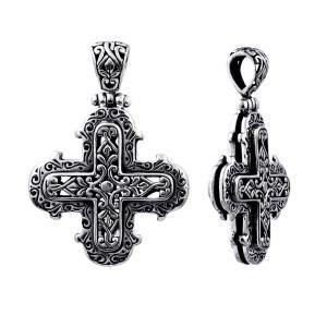 AP-6008-S.S Sterling Silver Cross Shape Small Pendant With Plain Silver Jewelry Bali Designs Inc 