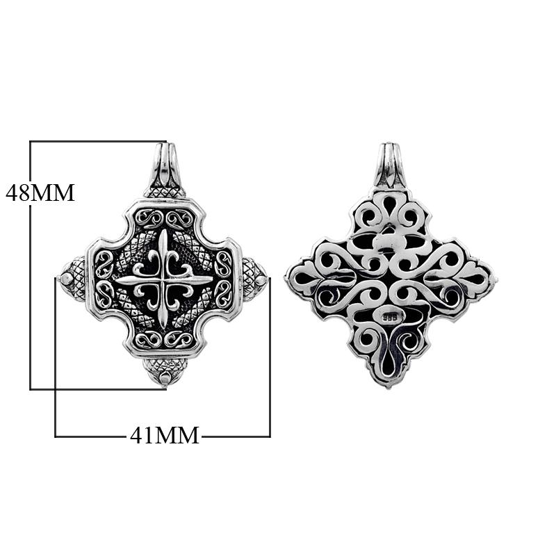 AP-6012-S Sterling Silver Fancy Design Pendant With Plain Silver Jewelry Bali Designs Inc 