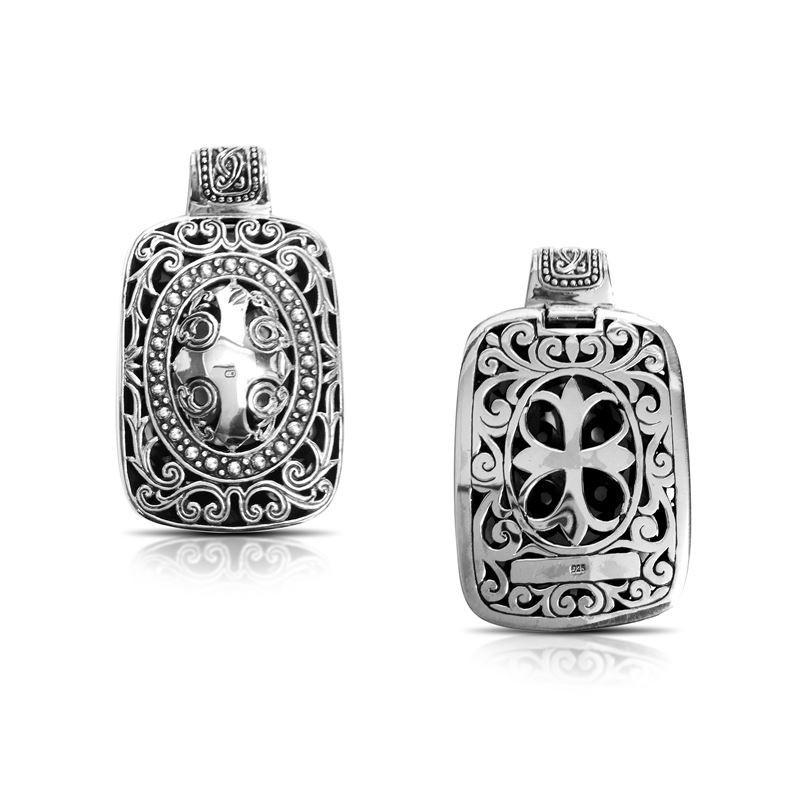 AP-6015-S-B Sterling Silver Pendant With Plain Silver Jewelry Bali Designs Inc 