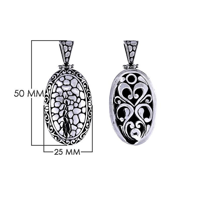 AP-6023-S Sterling Silver Oval Shape Simple Designer Pendant With Plain Silver Jewelry Bali Designs Inc 