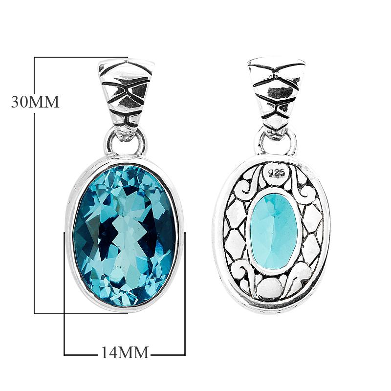 AP-6026-BT Sterling Silver Pendant With Blue Topaz Q. Jewelry Bali Designs Inc 