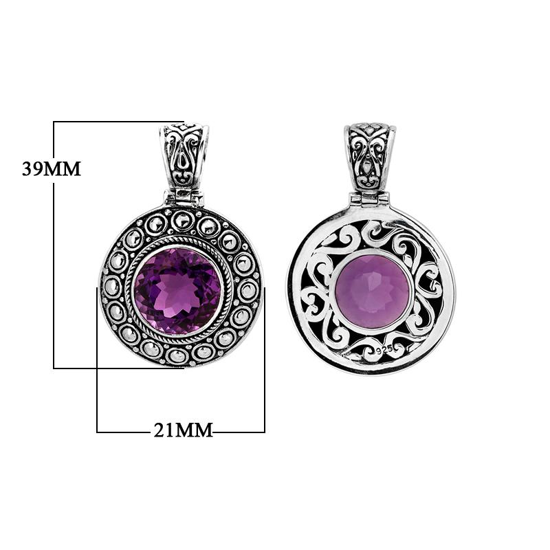 AP-6028-AM Sterling Silver Pendant With Amethyst Q. Jewelry Bali Designs Inc 