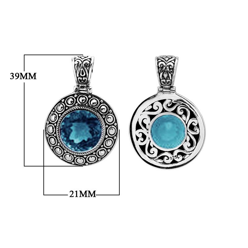AP-6028-BT Sterling Silver Pendant With Blue Topaz Q. Jewelry Bali Designs Inc 