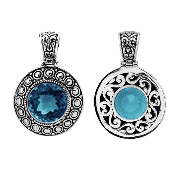 AP-6028-BT Sterling Silver Pendant With Blue Topaz Q. Jewelry Bali Designs Inc 