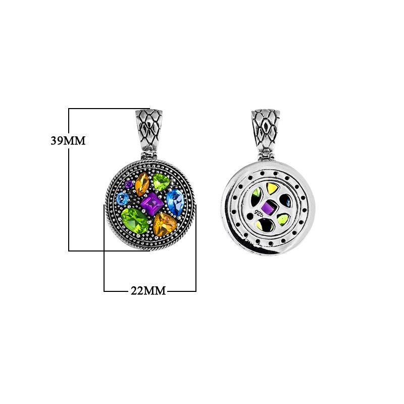 AP-6031-CO1 Sterling Silver Pendant With Peridot, Citrine, Blue Topaz, Amethyst Jewelry Bali Designs Inc 