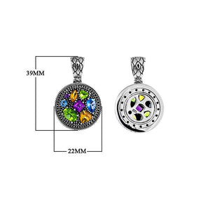 Wholesale sterling silver Yin Yang pendant with peridot, citrine, blue topaz, and amethyst quartz.