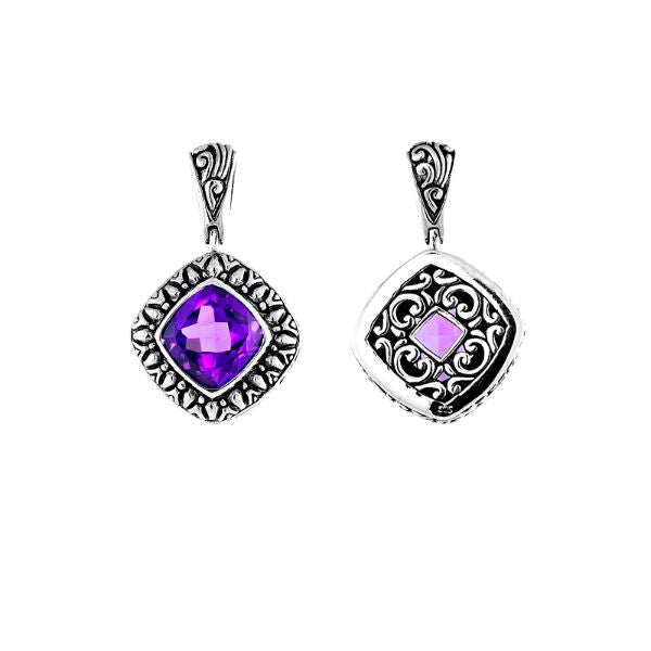 AP-6032-AM Sterling Silver Pendant With Amethyst Q. Jewelry Bali Designs Inc 