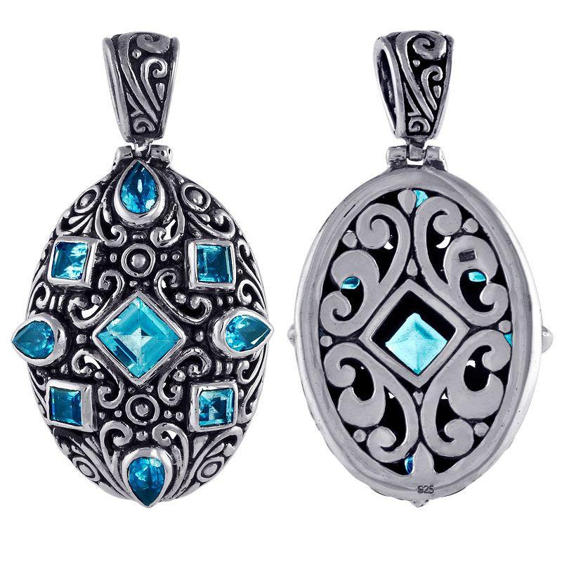 AP-6044-BT Sterling Silver Pendant With Blue Topaz Jewelry Bali Designs Inc 