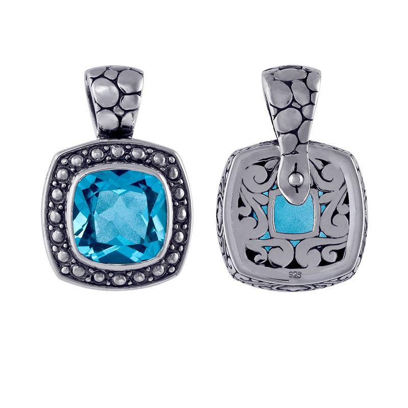 AP-6045-BT Sterling Silver Pendant With Blue Topaz Q. Jewelry Bali Designs Inc 