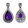 Sterling silver teardrop pendant with faceted amethyst quartz, wholesale jewelry from Indonesia