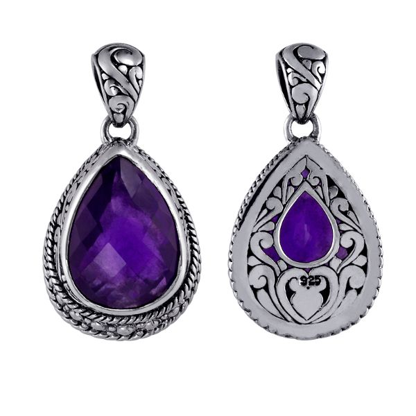 AP-6048-AM Sterling Silver Pendant With Amethyst Q. Jewelry Bali Designs Inc 