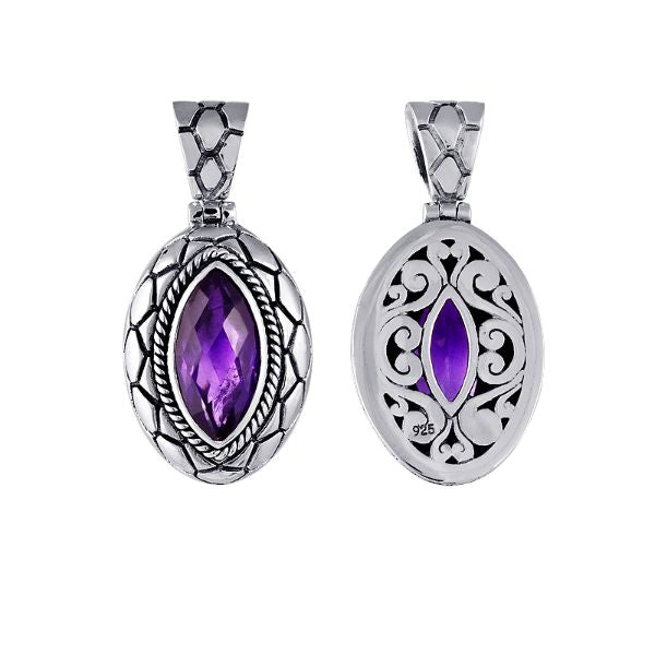 AP-6061-AM Sterling Silver Pendant With Amethyst Q. Jewelry Bali Designs Inc 