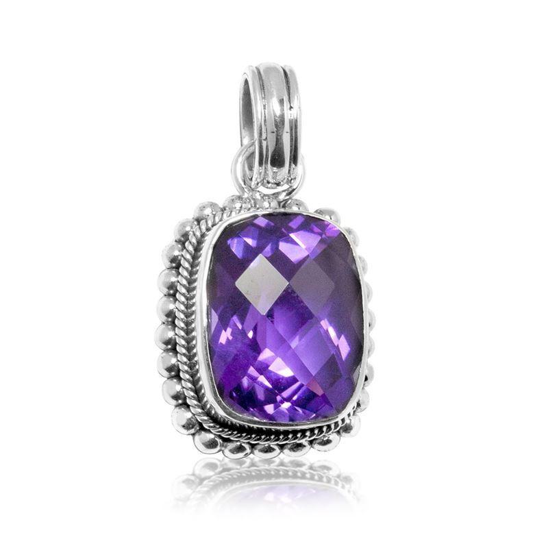 AP-6062-AM Sterling Silver Pendant With Amethyst Q. Jewelry Bali Designs Inc 