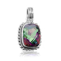 Sterling silver pendant with cushion-cut Mystic Topaz Quartz, handcrafted in Bali