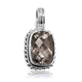 Sterling silver pendant with cushion-cut Smoky Quartz, handcrafted in Bali