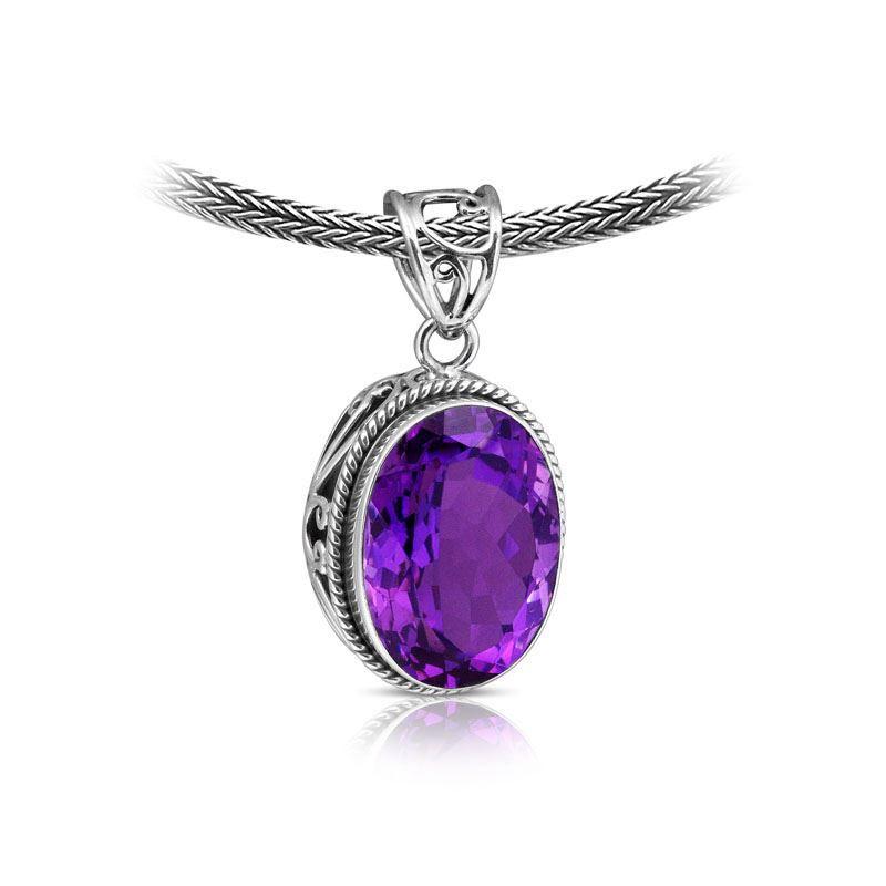 AP-6065-AM Sterling Silver Pendant With Amethyst Q. Jewelry Bali Designs Inc 