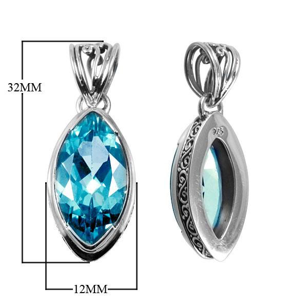 AP-6073-BT Sterling Silver Pendant With Blue Topaz Q. Jewelry Bali Designs Inc 