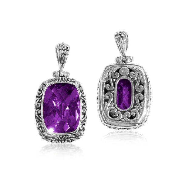 AP-6083-AM Sterling Silver Pendant With Amethyst Q. Jewelry Bali Designs Inc 