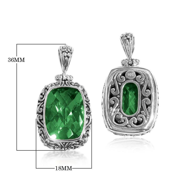 AP-6083-GQ Sterling Silver Pendant With Green Quartz Jewelry Bali Designs Inc 