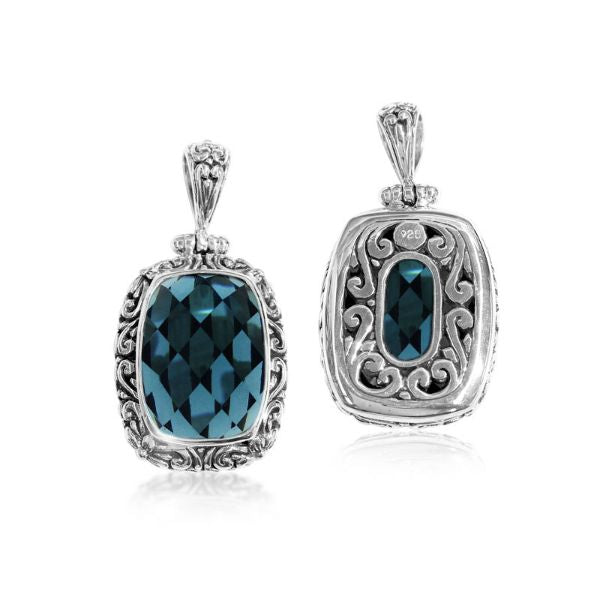 AP-6083-LBT Sterling Silver Pendant With London Blue Topaz Q. Jewelry Bali Designs Inc 