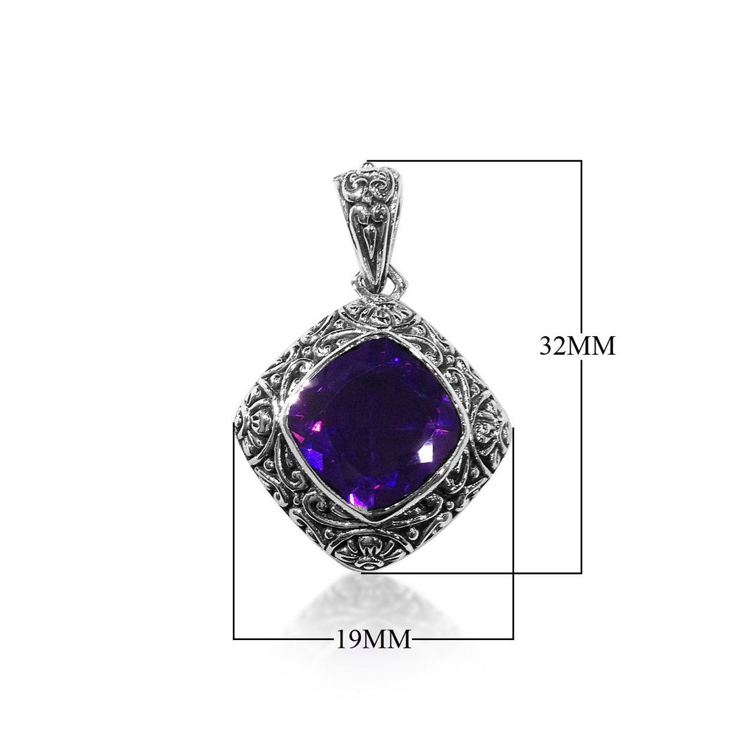 AP-6084-AM Sterling Silver Pendant With Amethyst Q. Jewelry Bali Designs Inc 