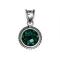 Sterling Silver Green Quartz Pendant with rope detailing handcrafted in Bali