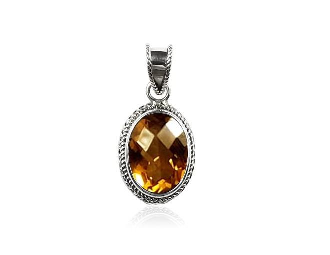 AP-6090-CT Sterling Silver Pendant With Citrine Q. Jewelry Bali Designs Inc 