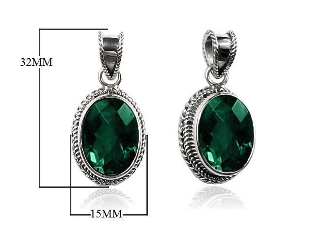 AP-6090-GQ Sterling Silver Pendant With Green Quartz Jewelry Bali Designs Inc 