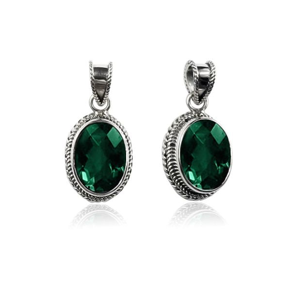 AP-6090-GQ Sterling Silver Pendant With Green Quartz Jewelry Bali Designs Inc 
