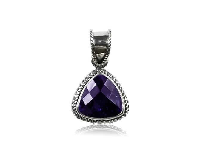 AP-6091-AM Sterling Silver Pendant With Amethyst Q. Jewelry Bali Designs Inc 
