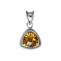 Sterling Silver Citrine Quartz Trillion Pendant with rope bezel handcrafted in Bali