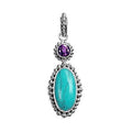 Sterling Silver Pendant with Turquoise Shell and Amethyst Quartz handcrafted in Bali
