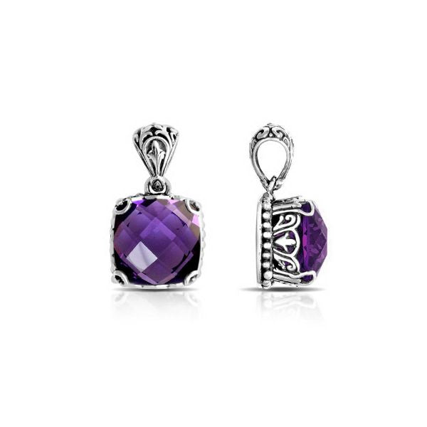 AP-6111-AM Sterling Silver Pendant With Amethyst Q. Jewelry Bali Designs Inc 