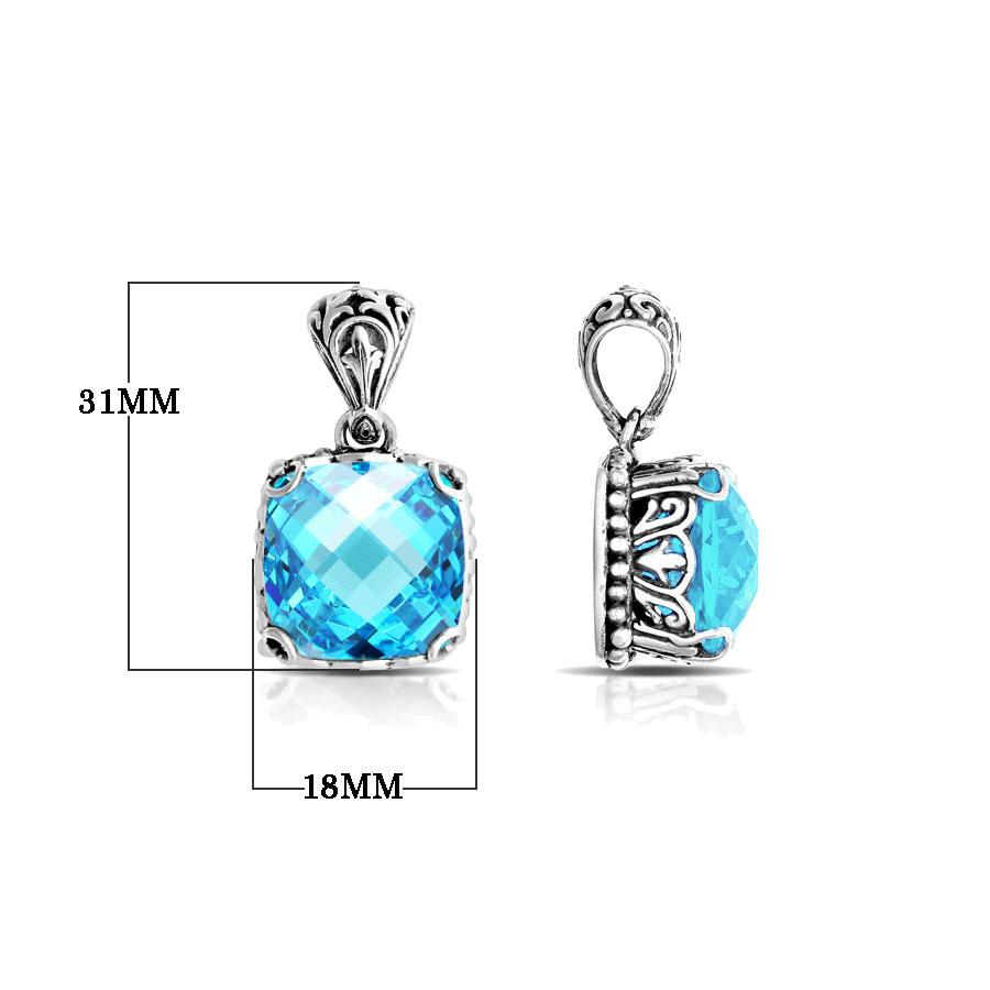 AP-6111-BT Sterling Silver Pendant With Blue Topaz Q. Jewelry Bali Designs Inc 
