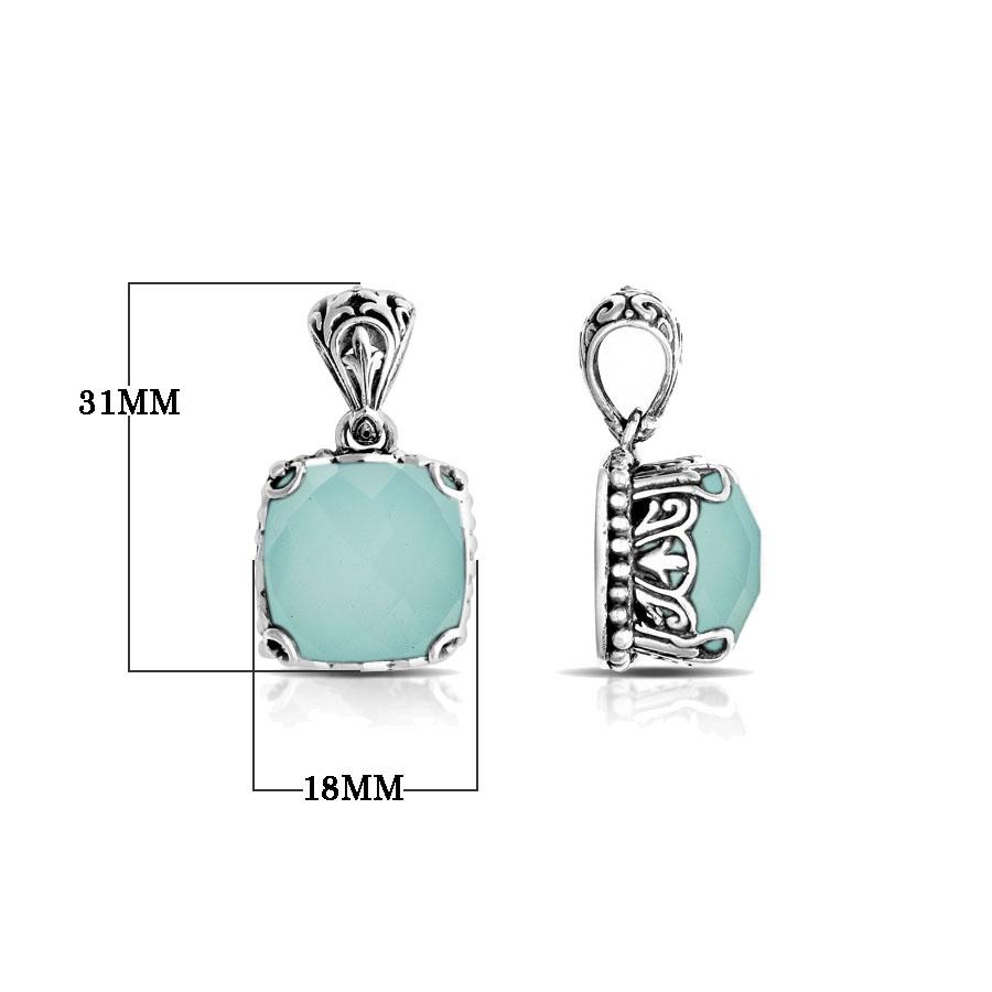 AP-6111-CH.G Sterling Silver Pendant With Green Chalcedony Q. Jewelry Bali Designs Inc 