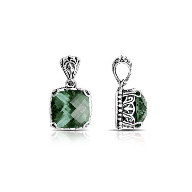 AP-6111-G.AM Sterling Silver Pendant With Green Amethyst Q. Jewelry Bali Designs Inc 