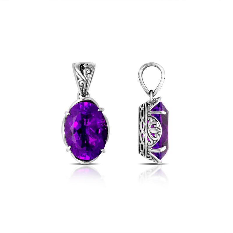 AP-6112-AM Sterling Silver Pendant With Amethyst Q. Jewelry Bali Designs Inc 