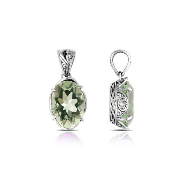 AP-6112-GAM Sterling Silver Pendant With Green Amethyst Q. Jewelry Bali Designs Inc 