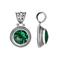 Wholesale sterling silver pendant with round Green Quartz and ornate Balinese bail.