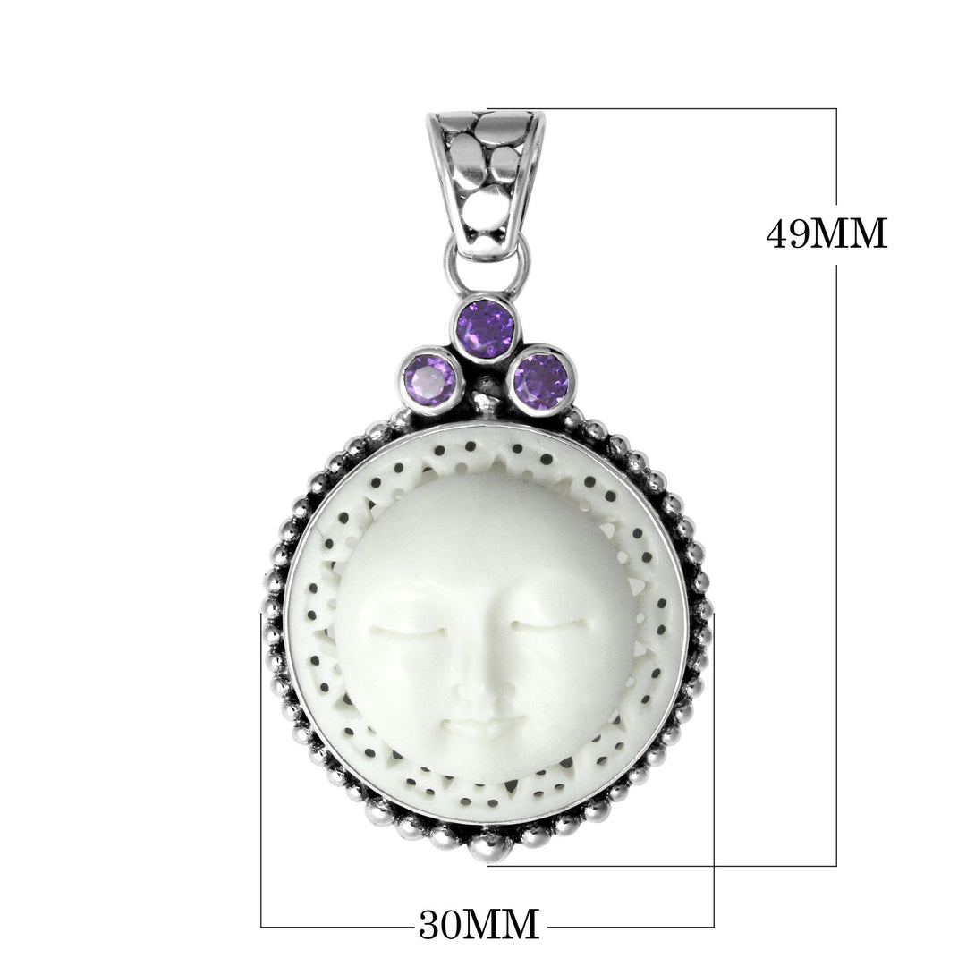 AP-6115-CO1 Sterling Silver Pendant With Amethyst Q. & Bone Face Jewelry Bali Designs Inc 
