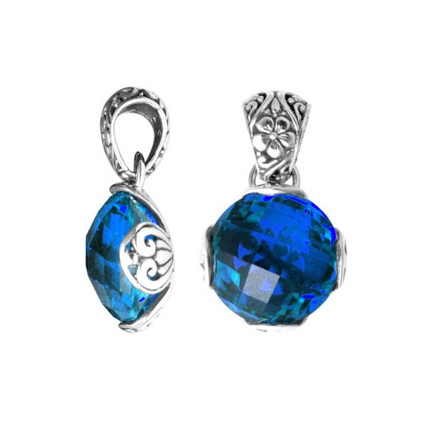 AP-6117-BT Sterling Silver Pendant With Blue Topaz Q. Jewelry Bali Designs Inc 