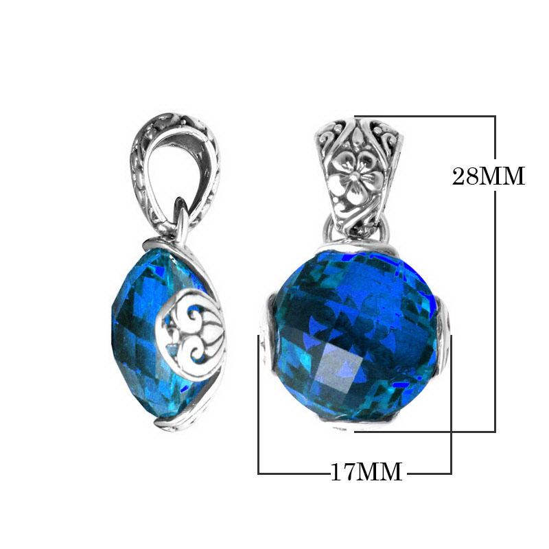 AP-6117-BT Sterling Silver Pendant With Blue Topaz Q. Jewelry Bali Designs Inc 