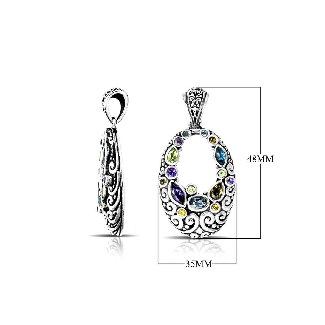 AP-6126-CO1 Sterling Silver Pendant With Amethyst Q., Blue Topaz Q., Peridot Q., Citrine Q. Jewelry Bali Designs Inc 