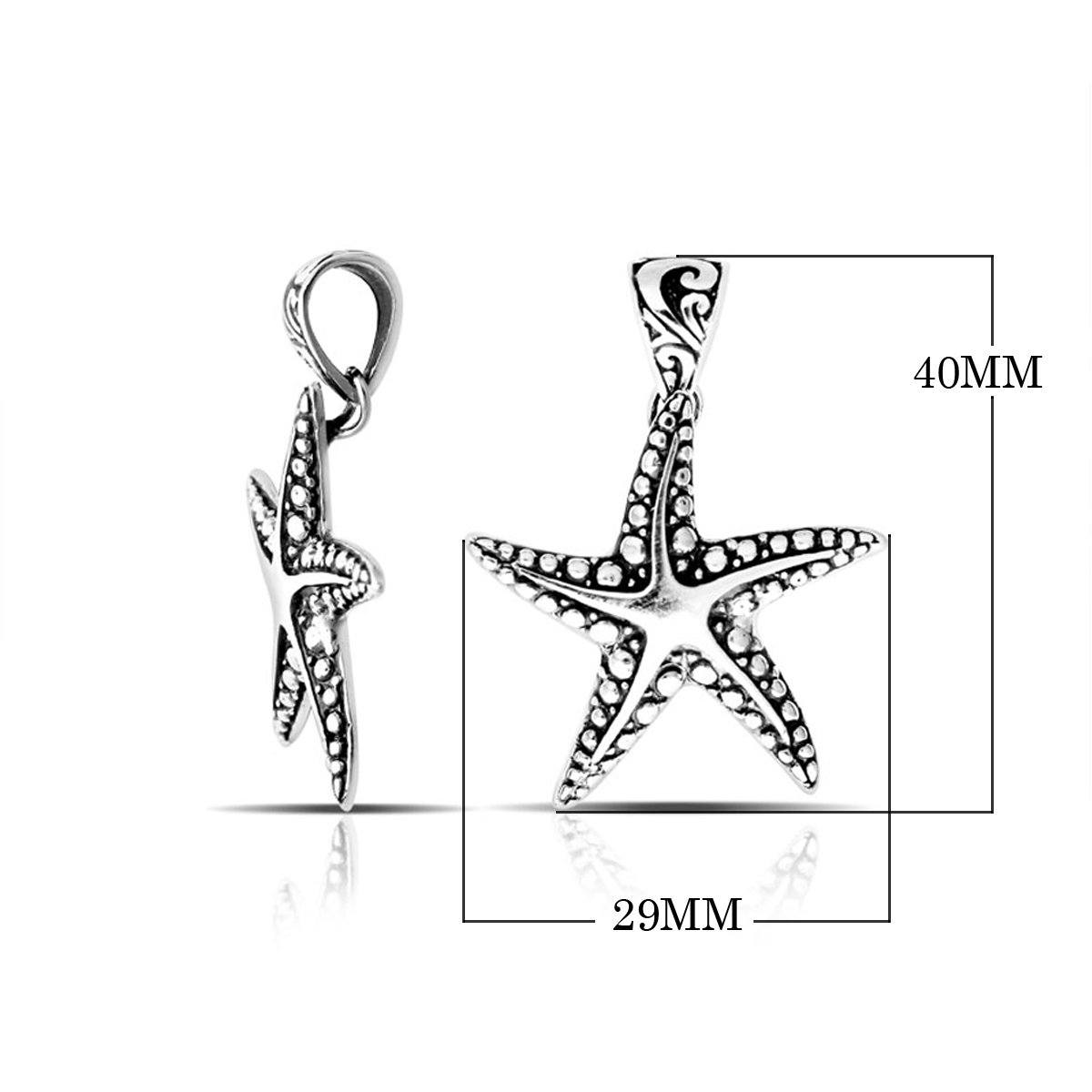 Wholesale sterling silver starfish pendant with oxidized dotted design, handcrafted in Bali.
